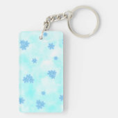 Monogram Leuk Retro Blauw Bloemen initiaal Script Sleutelhanger (achterkant)
