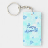 Monogram Leuk Retro Blauw Bloemen initiaal Script Sleutelhanger (Voorkant)