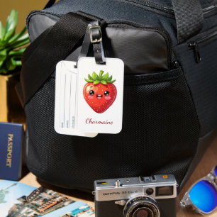 Monogram leuke aardbei kawaii bagagelabel