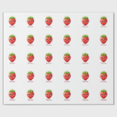 Monogram leuke aardbei kawaii cadeaupapier (Vlak)