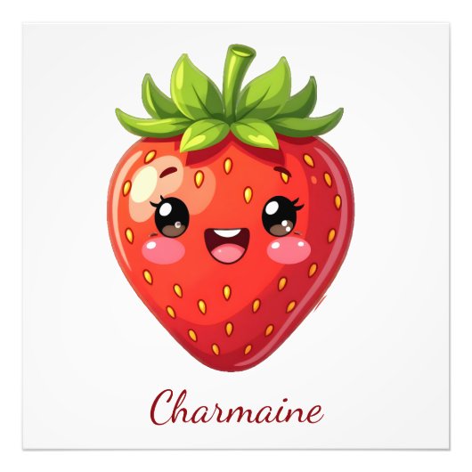 Monogram leuke aardbei kawaii foto afdruk (Voorkant)