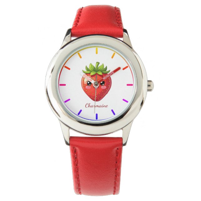 Monogram leuke aardbei kawaii horloge (Voorkant)