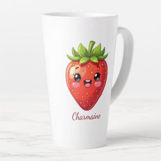Monogram leuke aardbei kawaii latte mok (Rechterhoek)