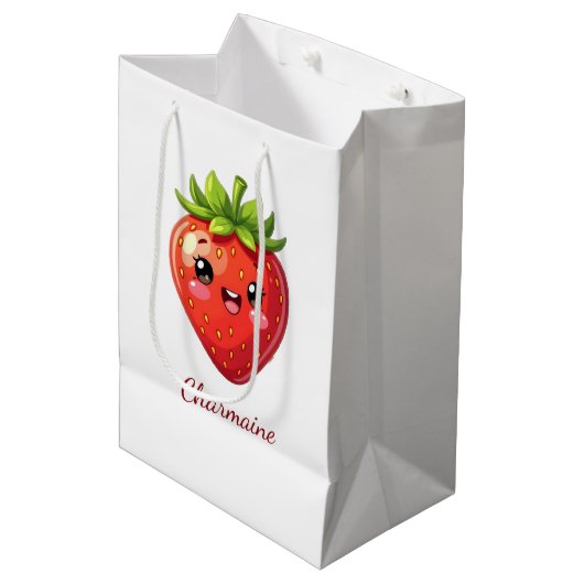 Monogram leuke aardbei kawaii medium cadeauzakje (Voorkant Gekanteld)