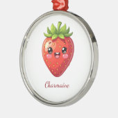 Monogram leuke aardbei kawaii metalen ornament (Links)