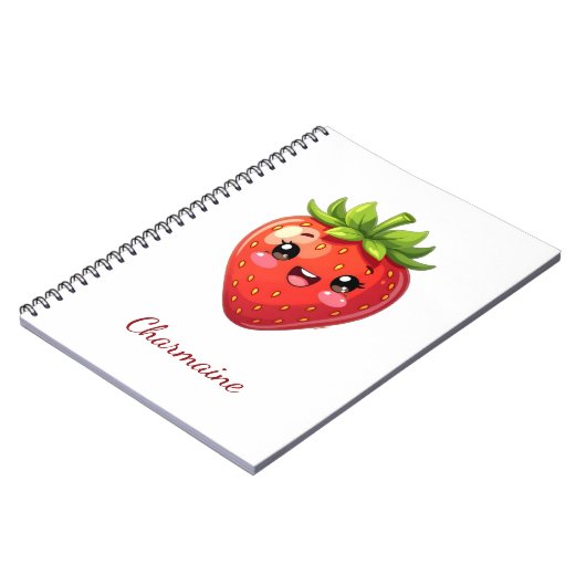 Monogram leuke aardbei kawaii notitieboek (Linkerzijde)