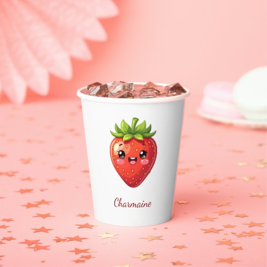 Monogram leuke aardbei kawaii papieren bekers (Insitu)