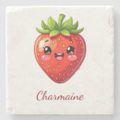 Monogram leuke aardbei kawaii stenen onderzetter (Voorkant)