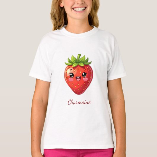 Monogram leuke aardbei kawaii t-shirt (Voorkant)
