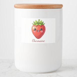 Monogram leuke aardbei kawaii voedselcontainer etiket