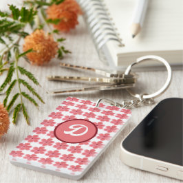 monogram leuke bloemrijke retro beginletter aangep sleutelhanger