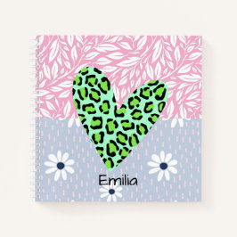 Monogram leuke pastel bloemmotief roze blauw notitieboek