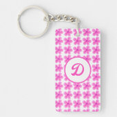 Monogram Leuke Retro Roze Bloemen initiaal Custom Sleutelhanger (Voorkant)