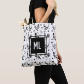 Monogram Leuke Zwart-witte Cartoon Kippen Tote Bag (Dichtbij)