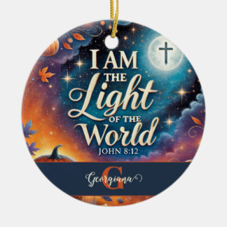 Monogram Levendig Christelijk Halloween Bijbelvers Keramisch Ornament