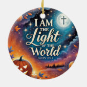 Monogram Levendig Christelijk Halloween Bijbelvers Keramisch Ornament (Achterkant)