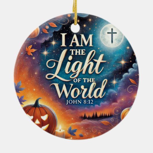 Monogram Levendig Christelijk Halloween Bijbelvers Keramisch Ornament (Achterkant)