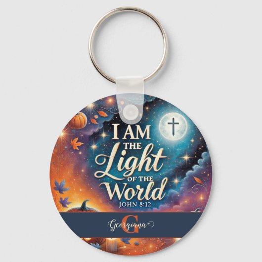 Monogram Levendig Christelijk Halloween Bijbelvers Sleutelhanger (Achterkant)