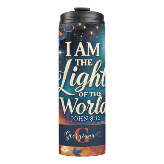 Monogram Levendig Christelijk Halloween Bijbelvers Thermosbeker (Voorkant)