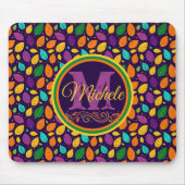 Monogram levendige herfstbladeren muismat (Voorkant)