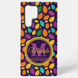 Monogram levendige herfstbladeren samsung galaxy hoesje