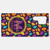Monogram levendige herfstbladeren samsung galaxy hoesje (Achterkant horizontaal)