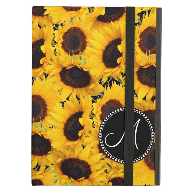 Monogram Levendige mooie zonnebloemen iPad Air Hoesje (Voorkant Gesloten)