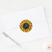 Monogram Levendige mooie zonnebloemen Ronde Sticker (Envelop)