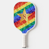 Monogram LGBTQ Regenboog Vlag Gay Pride Vlag Ster Pickleball Paddle (Achterkant)
