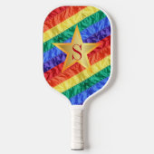 Monogram LGBTQ Regenboog Vlag Gay Pride Vlag Ster Pickleball Paddle (Voorkant)