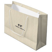 Monogram Licht Beige Jute Grijze Typografie Groot Cadeauzakje (Voorkant Gekanteld)