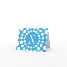 Monogram Licht Blauw binnen Opmerking Kaart