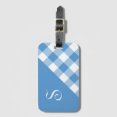 Monogram Licht Blauw Witte Buffalo Controleer geom Bagagelabel (Voorkant (verticaal))