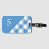 Monogram Licht Blauw Witte Buffalo Controleer geom Bagagelabel (Voorkant (horizontaal))