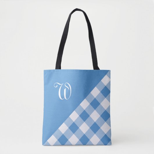 Monogram Licht Blauw Witte Buffalo Controleer geom Tote Bag (Voorkant)