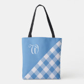 Monogram Licht Blauw Witte Buffalo Controleer geom Tote Bag (Achterkant)