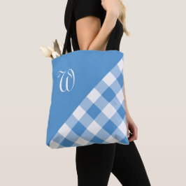 Monogram Licht Blauw Witte Buffalo Controleer geom Tote Bag