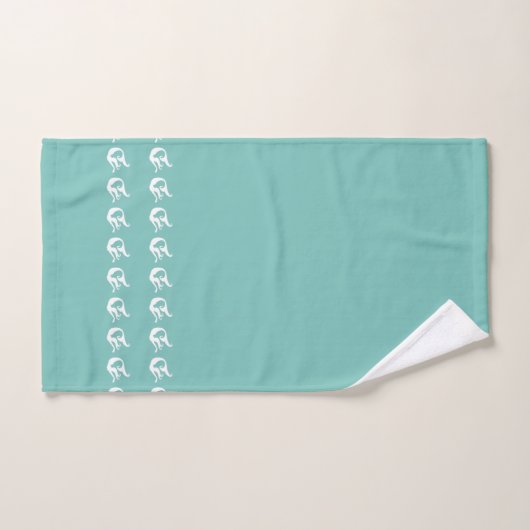 Monogram Licht Blauwgroen Witte Krushuisje Mermaid Bad Handdoek (Handdoek)