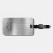 Monogram Licht Grijs Faux Metal Steel Styled Custo Bagagelabel (Achterkant horizontaal)