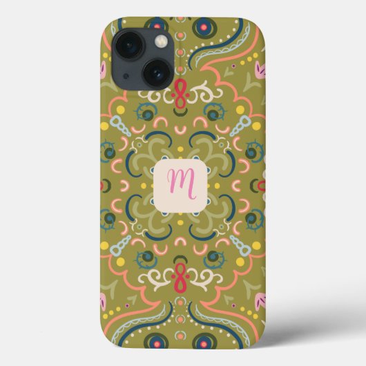 Monogram Licht Groen & Kleurrijk Case-Mate iPhone Case (Achterkant)