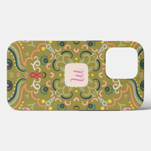 Monogram Licht Groen & Kleurrijk Case-Mate iPhone Case (Achterkant (horizontaal))