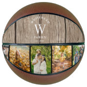 Monogram Licht Hout 5 Foto Collage Basketbal (Voorkant)