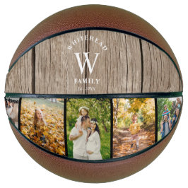 Monogram Licht Hout 5 Foto Collage Basketbal