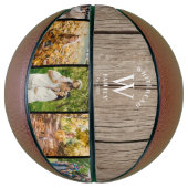 Monogram Licht Hout 5 Foto Collage Basketbal (Verticaal)