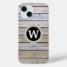 Monogram licht hout iPhone 15 case