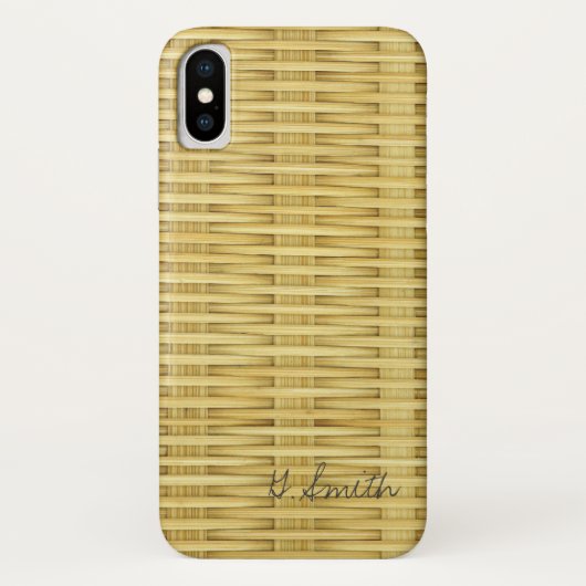 Monogram. Licht rustisch zeegras mand vlechtwerk Case-Mate iPhone Case (Achterkant)