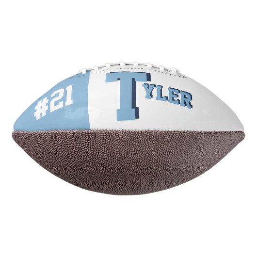 Monogram lichtblauw en wit american football (Gedraaid 270)