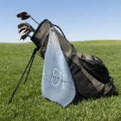 Monogram Lichtblauw en Zilveren Dripping Glitter Golfhanddoek (Groen)