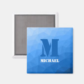 Monogram lichtblauw geometrisch maaspatroon magneet (Voorkant / Achterkant)