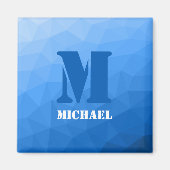 Monogram lichtblauw geometrisch maaspatroon magneet (Voorkant)